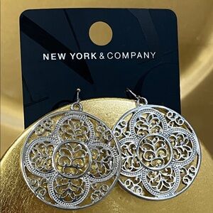 New York & Company Silver Filigree Earrings